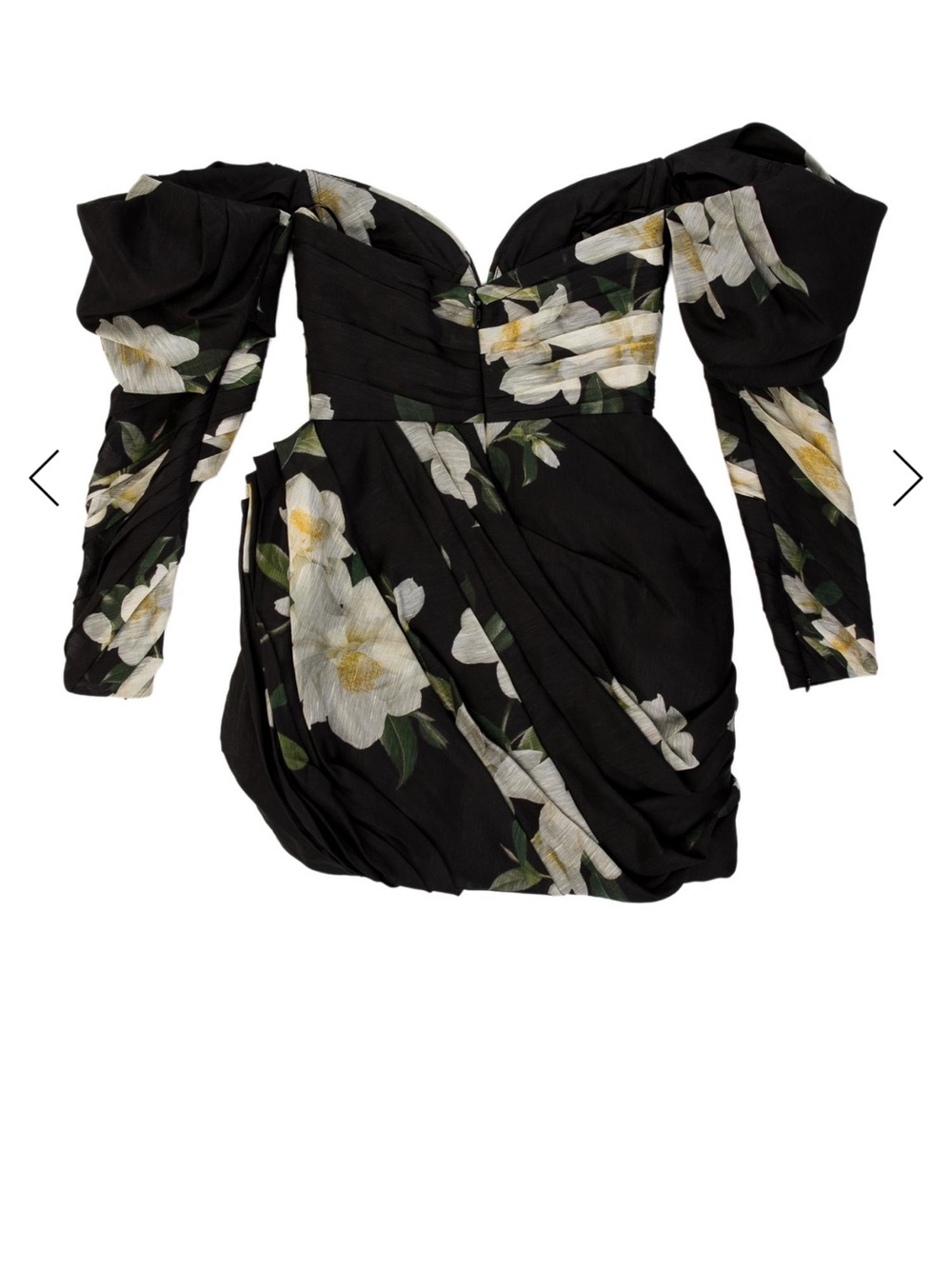 Zimmermann Black Floral One-Shoulder Puff-Sleeve Mini Dress